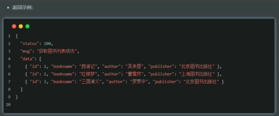 接口文档示例-返回示例